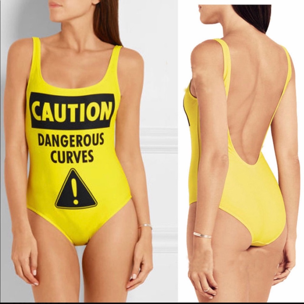 Caution Dangerous Curves One Piece Swimsuit
